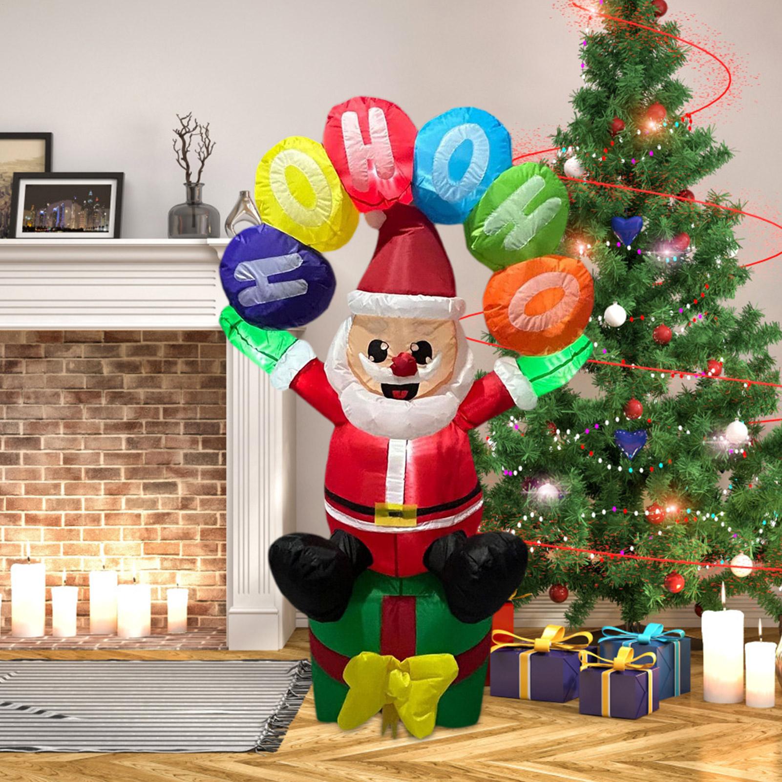 Outdoor Lighting For Christmas - ซานต้าเป่าลมตกแต่งพร้อมไฟ LED ของตกแต่งซานต้าเป่าลมสำหรับคริสต์มาส สำหรับสนามหญ้า ระเบียง งานปาร์ตี้