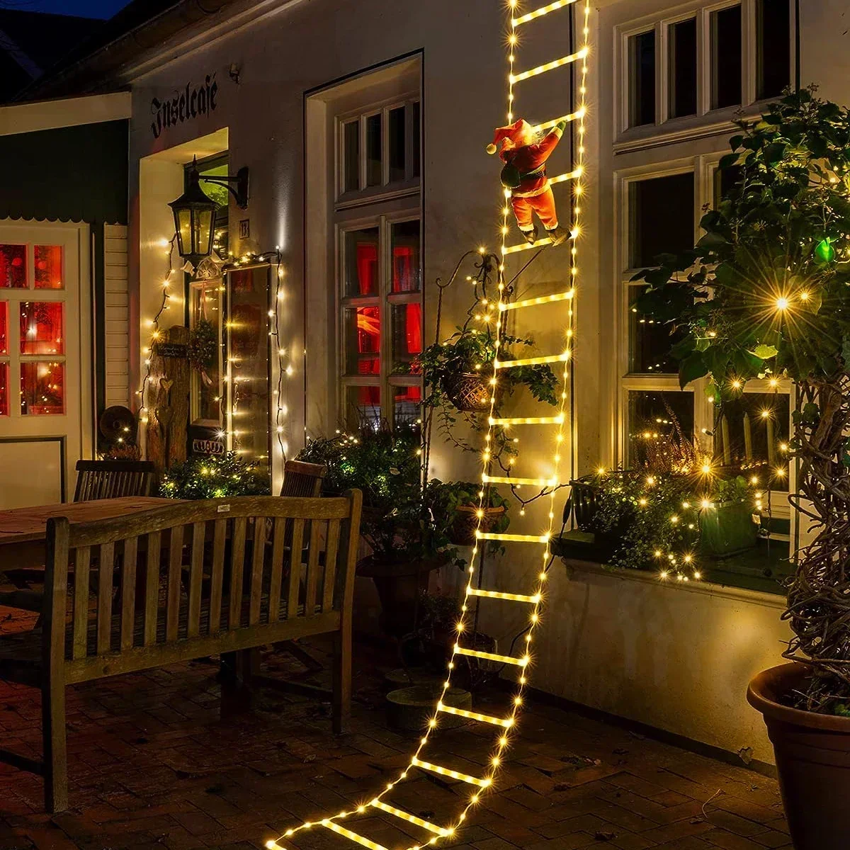 Outdoor Lighting Strip - ไฟ LED บันไดสำหรับสายตกแต่งคริสมาสต์ในบ้านซานตาคลอสในร่มกลางแจ้งหน้าต่างคริสต์มาสในสวนต้นไม้แขวนแถบไฟ LED