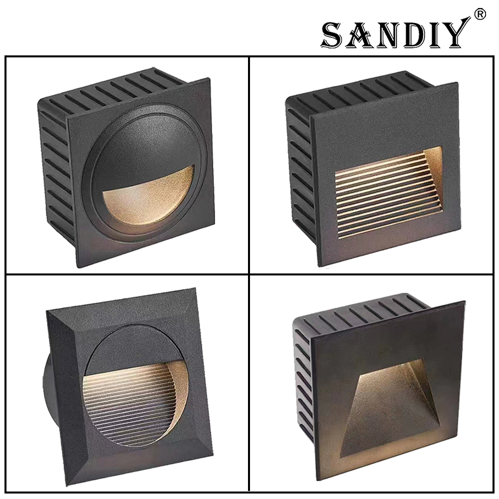 Outdoor Lighting Low Voltage - โคมไฟติดผนังภายนอกแบบฝัง SANDIY แรงดันต่ำ รูปทรงสี่เหลี่ยม สำหรับระเบียง แสงสว่างภายนอก