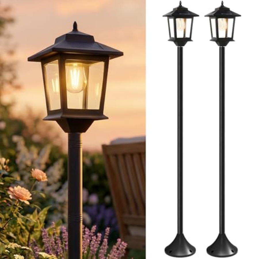 Outdoor Lighting For Patio - ไฟเสาโซลาร์เซลล์กลางแจ้ง, ชุด 2 ชิ้น ขนาด 63