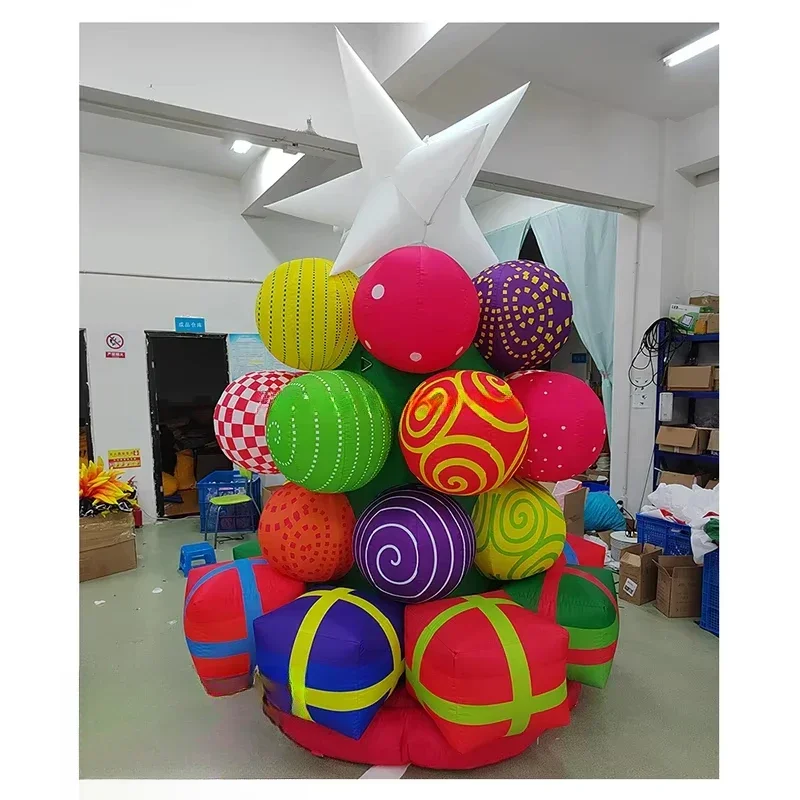 Outdoor Lighting On Trees - ตกแต่งกลางแจ้ง Inflatable คริสต์มาสของขวัญต้นไม้ไฟ LED Inflatable ต้นไม้