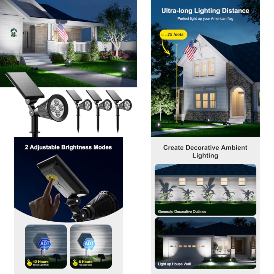 Led Flood Light - ไฟสปอร์ตไลท์พลังงานแสงอาทิตย์สำหรับภายนอกอาคาร กันน้ำ สำหรับต้นไม้ รูปปั้น ดอกไม้ กระถางต้นไม้