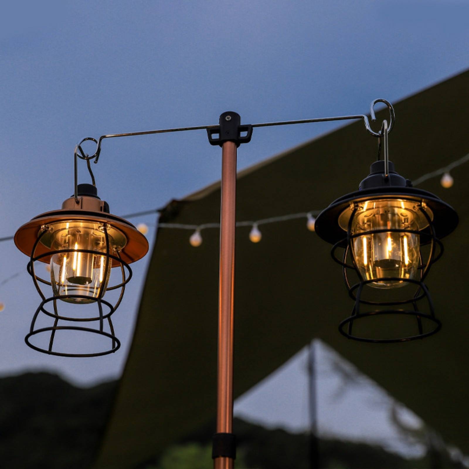Outdoor Lighting Pole - ขาตั้งกล้องพร้อมตะขอ ขาตั้งโคมไฟแบบยืดหดได้ ปรับระดับได้ น้ำหนักเบา สำหรับนักตั้งแคมป์