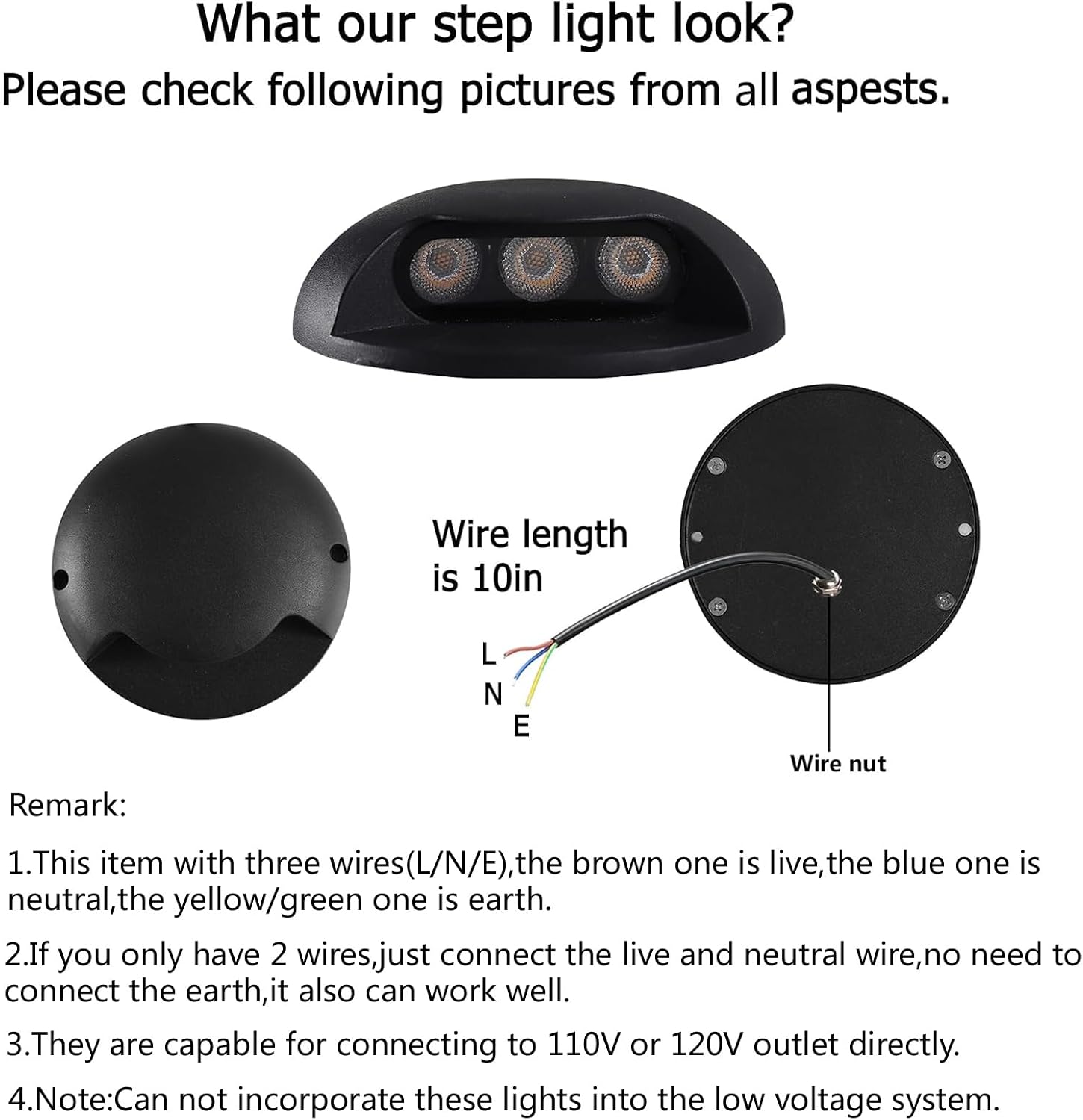 Outdoor Lighting Hardwired - ไฟ LED ติดผนังแบบแข็งแรงทนทาน 3W สำหรับติดตั้งบนพื้นผิว 4