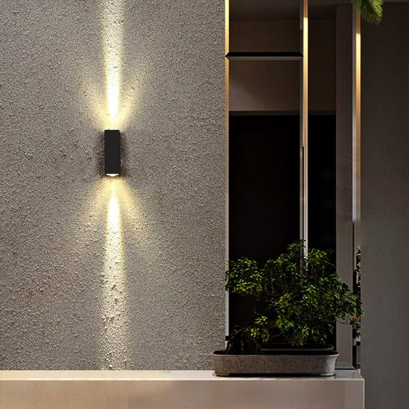 Outdoor Lighting Hardwired - โคมไฟติดผนังอลูมิเนียม LED สำหรับภายในและภายนอกอาคาร ไฟกันน้ำ เหมาะสำหรับผนังภายนอกวิลล่าและลานบ้าน