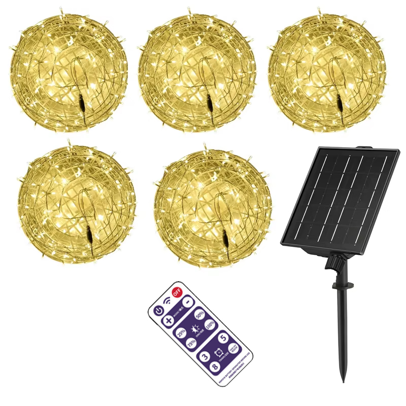Outdoor Lighting On Trees - พลังงานแสงอาทิตย์ไฟคริสต์มาสสําหรับต้นไม้กลางแจ้ง, เปิดปิดอัตโนมัติ 5 แพ็ค Globe Light