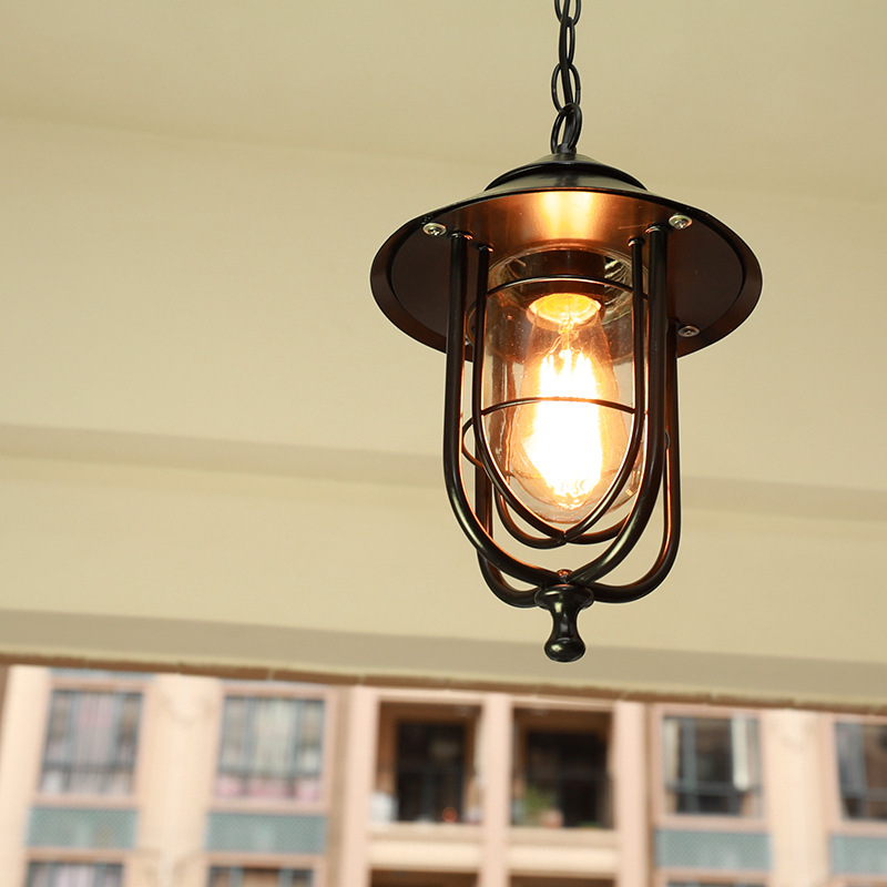 Outdoor Lighting Chandelier - กลางแจ้งโคมไฟระย้า Vintage Loft จี้อุตสาหกรรมโคมไฟแก้วสไตล์ยุโรปทางเดินระเบียงร้านอาหารโคมไฟ