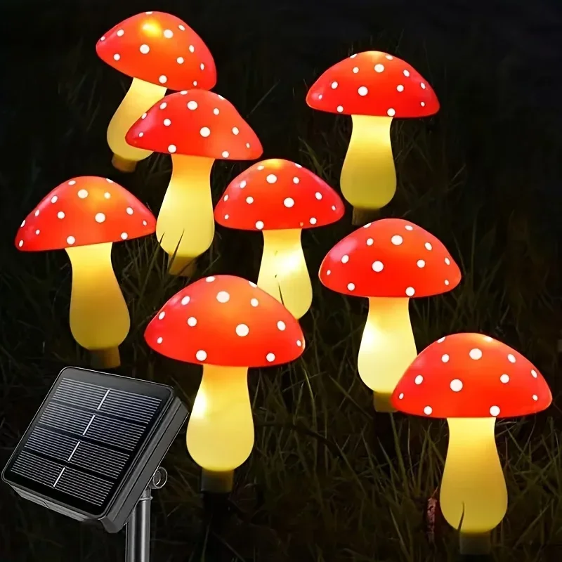 Outdoor Lighting For Patio - 8/12/20 หัวพลังงานแสงอาทิตย์เห็ดไฟ Stake Garden Decor,เทศกาลคริสต์มาสไฟ Fairy