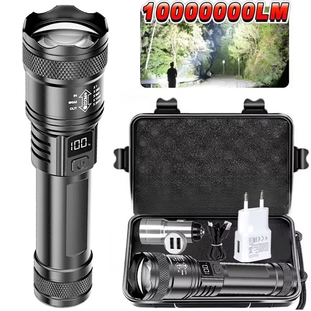 Outdoor Lighting Guide - ไฟฉาย LED แบบชาร์จไฟได้ ไฟฉายซูมได้พร้อมจอแสดงผล LCD 3