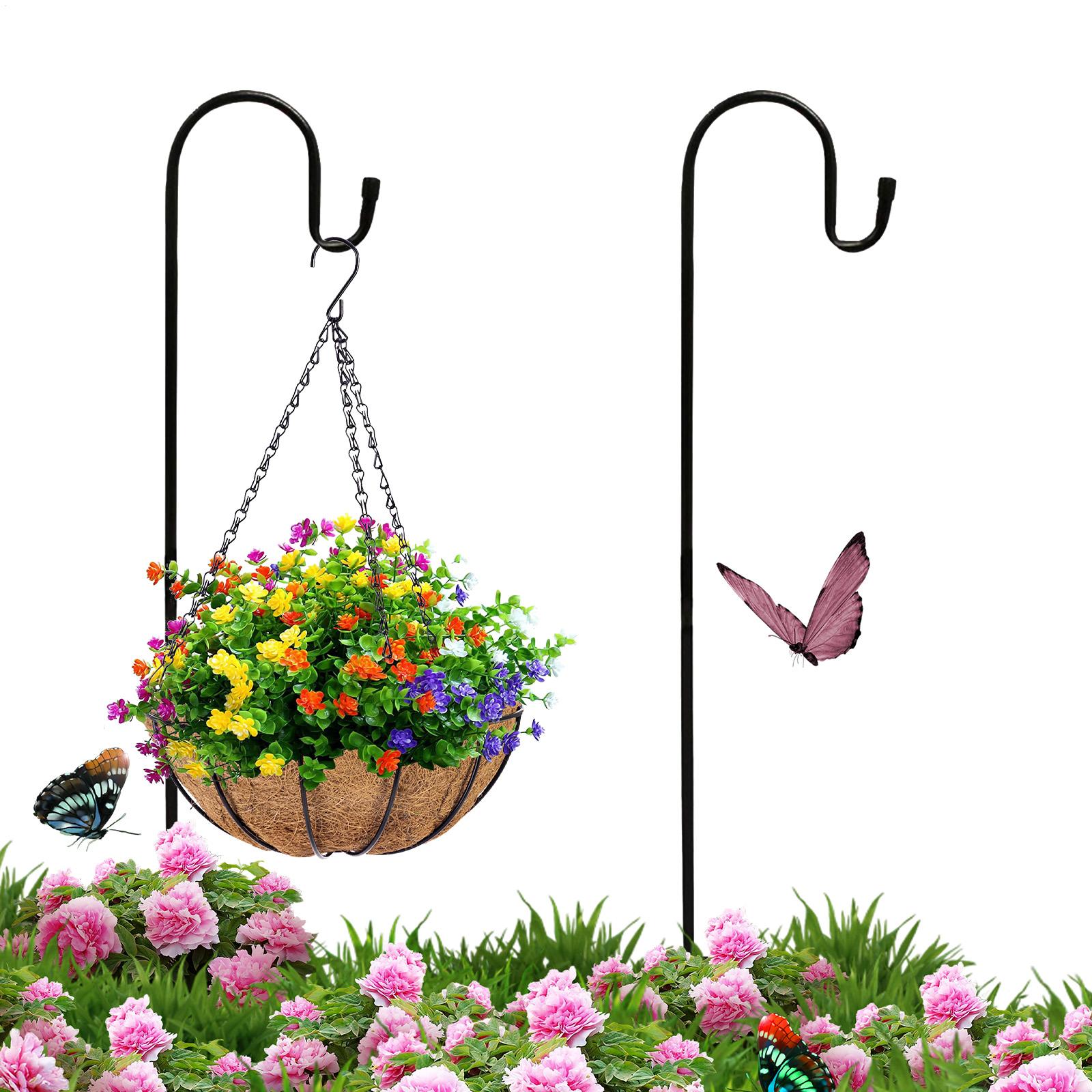 Outdoor Lighting Pole - ตะขอแขวนอาหารนก 47 นิ้ว เสาไฟโซลาร์โลหะ 2 ชิ้น