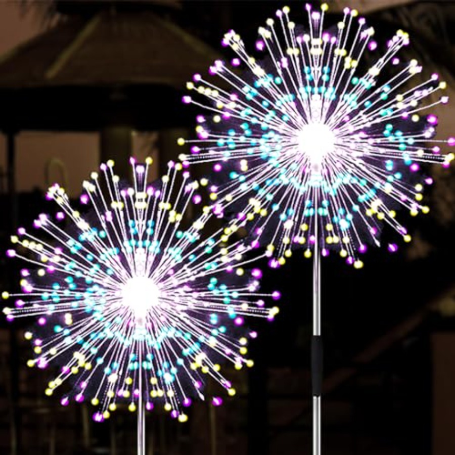 Outdoor Lighting For Christmas - ไฟพลังงานแสงอาทิตย์รูปดอกไม้ไฟ, โหมดแสงสว่าง ไฟพลังงานแสงอาทิตย์สำหรับภายนอกอาคาร กันน้ำ สำหรับสวน ลานบ้าน