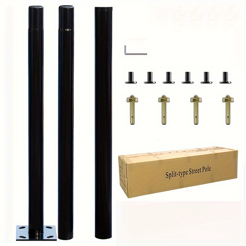 Outdoor Lighting Pole - เสาไฟถนนพลังงานแสงอาทิตย์แบบแยกส่วน 3 เมตร เหล็กชุบสังกะสี สำหรับไฟส่องสว่างในสวนและถนน