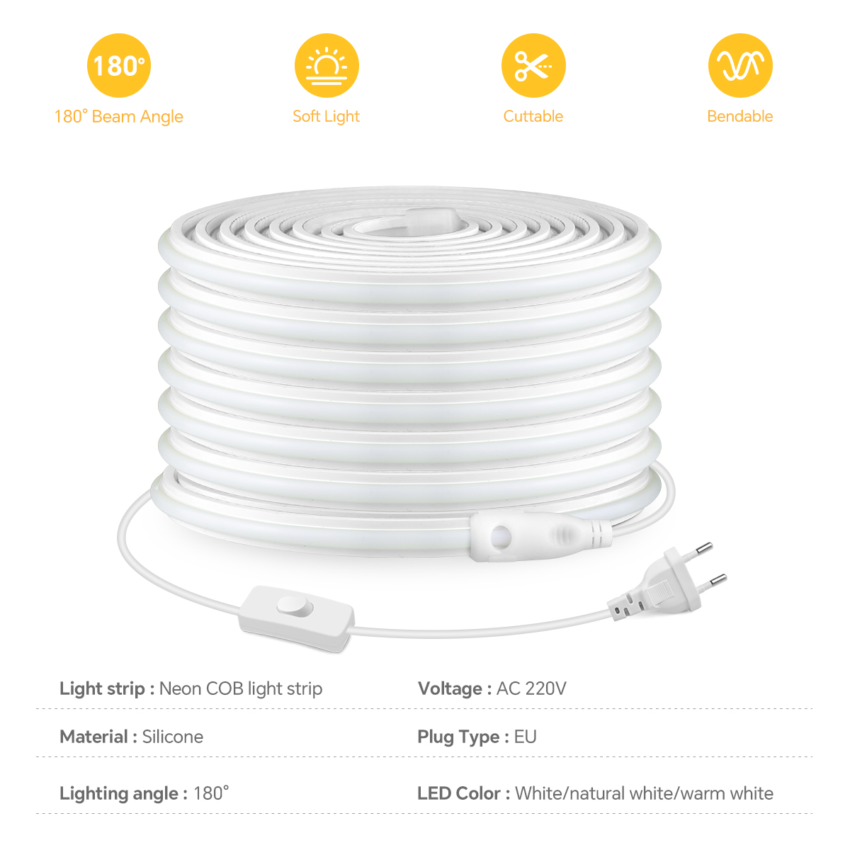 ไฟแถบ LED COB 220V ความหนาแน่น - Outdoor Lighting Strip บทวิจารณ์และราคา