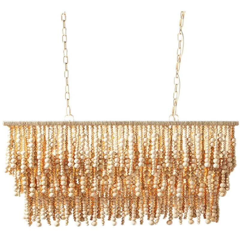 โคมไฟระย้าลูกปัดไม้สไตล์โบฮีเม - Outdoor Lighting Chandelier บทวิจารณ์และราคา