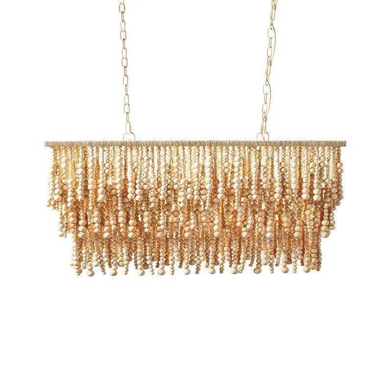 โคมไฟระย้าลูกปัดไม้สไตล์โบฮีเม - Outdoor Lighting Chandelier บทวิจารณ์และราคา