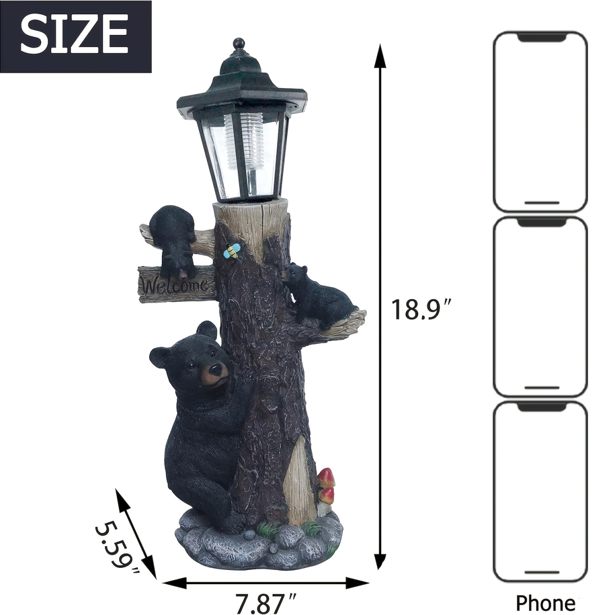รูปปั้นหมีดำพร้อมไฟโซลาร์สำหรั - Outdoor Lighting On Trees บทวิจารณ์และราคา