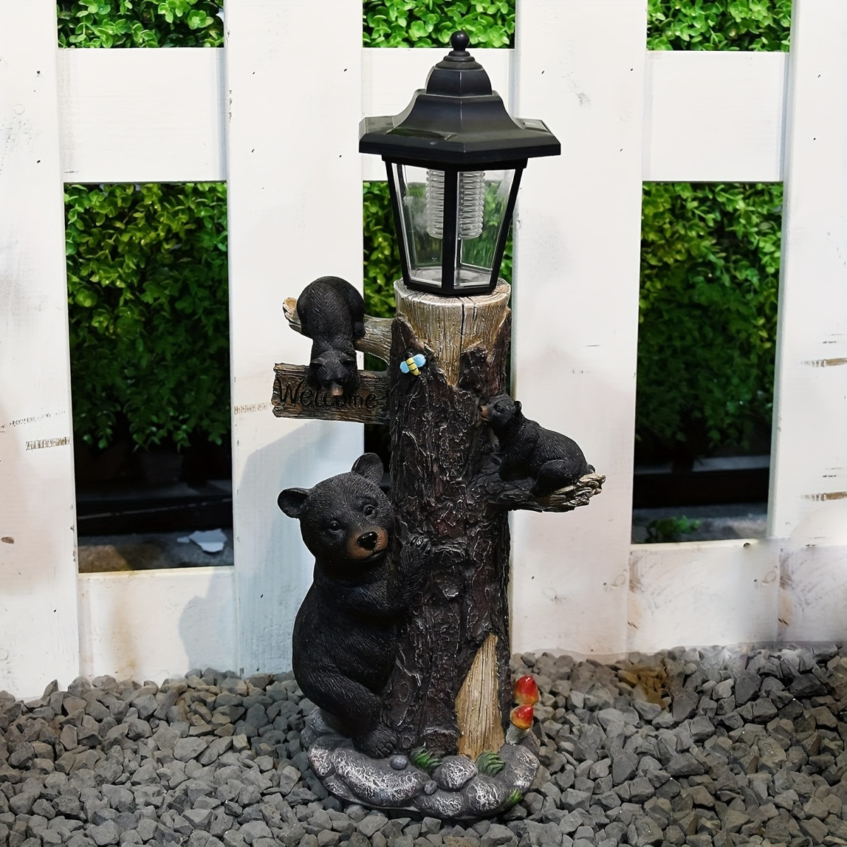 รูปปั้นหมีดำพร้อมไฟโซลาร์สำหรั - Outdoor Lighting On Trees บทวิจารณ์และราคา