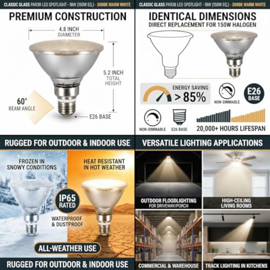 หลอดไฟ LED PAR38 แบบกระจกสะท้อ - Led Flood Light บทวิจารณ์และราคา