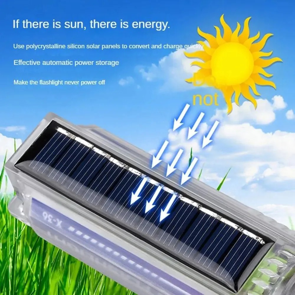 ไฟฉาย LED กำลังสูงพร้อมไฟด้านข - Fire Torch Solar บทวิจารณ์และราคา