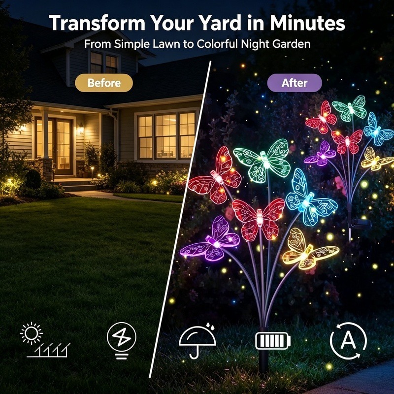ไฟประดับสวนรูปผีเสื้อพลังงานแส - Outdoor Lighting For Patio บทวิจารณ์และราคา
