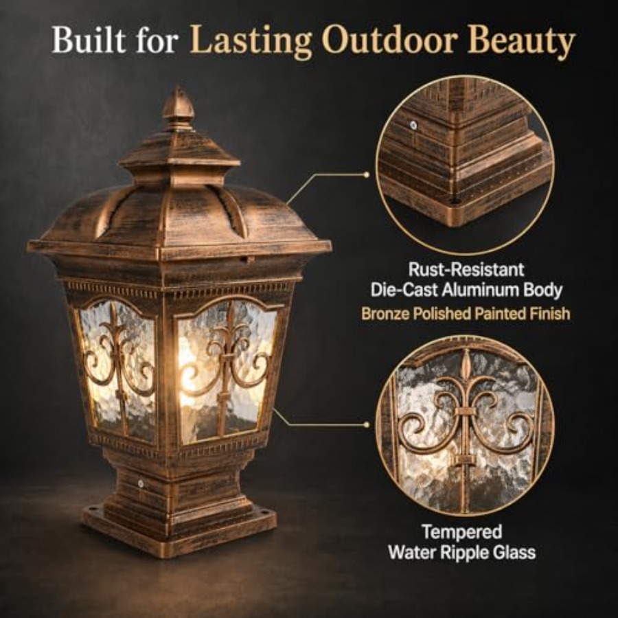 โคมไฟเสาภายนอกขนาด 17.72 นิ้ว  - Outdoor Lighting Hardwired บทวิจารณ์และราคา