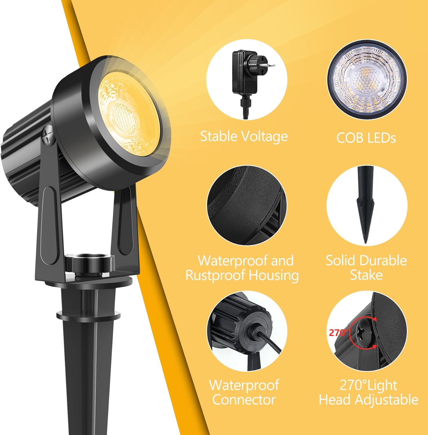 4/6/8LEDS 3000K Spotlight กลาง - Outdoor Lighting Low Voltage บทวิจารณ์และราคา