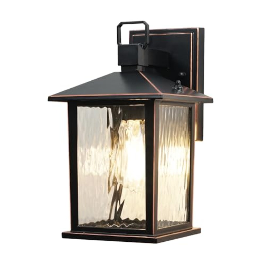 โคมไฟติดผนังภายนอกสีบรอนซ์ขัดเ - Outdoor Lighting Hardwired บทวิจารณ์และราคา