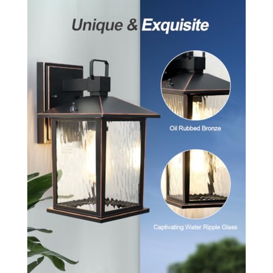 โคมไฟติดผนังภายนอกสีบรอนซ์ขัดเ - Outdoor Lighting Hardwired บทวิจารณ์และราคา