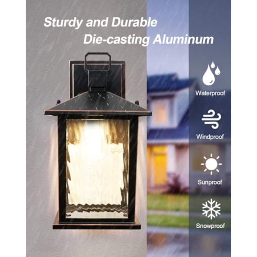 โคมไฟติดผนังภายนอกสีบรอนซ์ขัดเ - Outdoor Lighting Hardwired บทวิจารณ์และราคา
