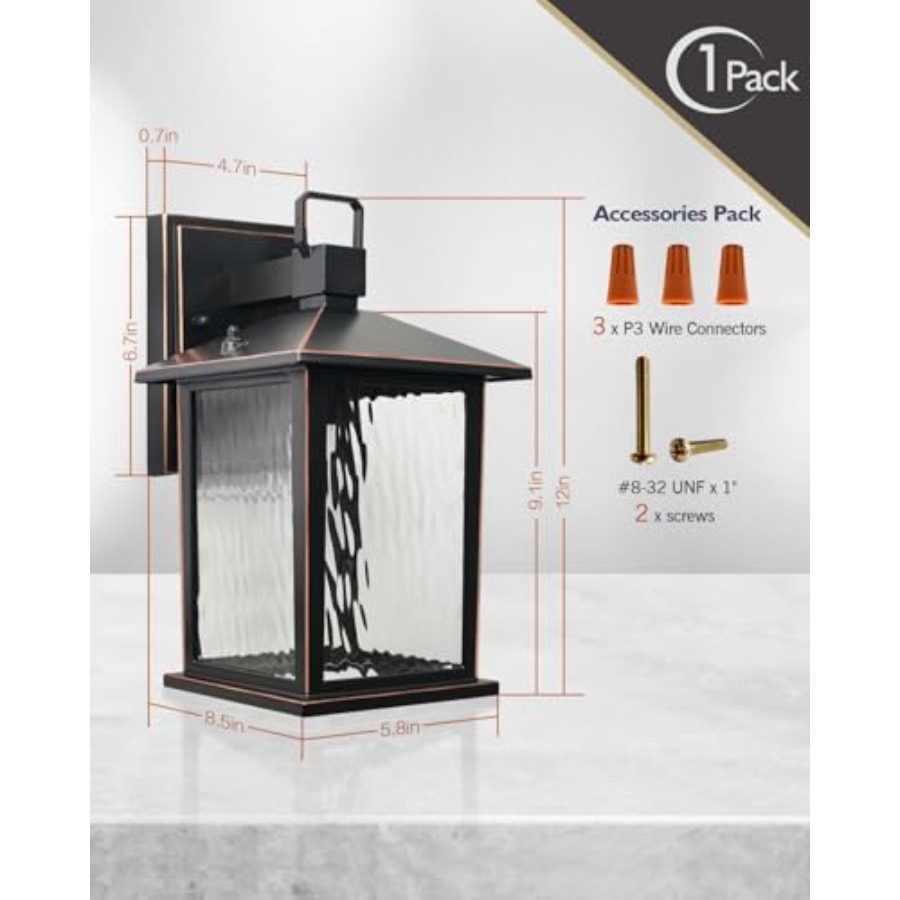 โคมไฟติดผนังภายนอกสีบรอนซ์ขัดเ - Outdoor Lighting Hardwired บทวิจารณ์และราคา